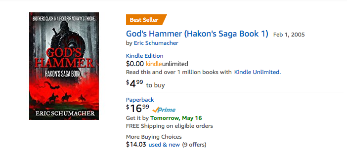 God’s Hammer reaches #1 in Historical Fiction on Amazon.com